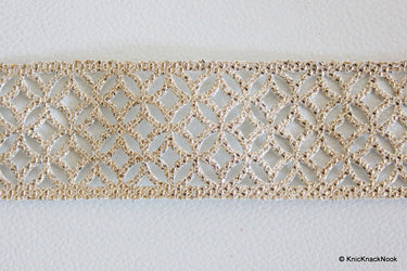 Gold Cut Work Fabric Trim, Approx. 40mm wide
